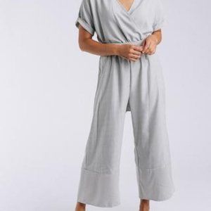 Grey and White Striped Jumpsuit